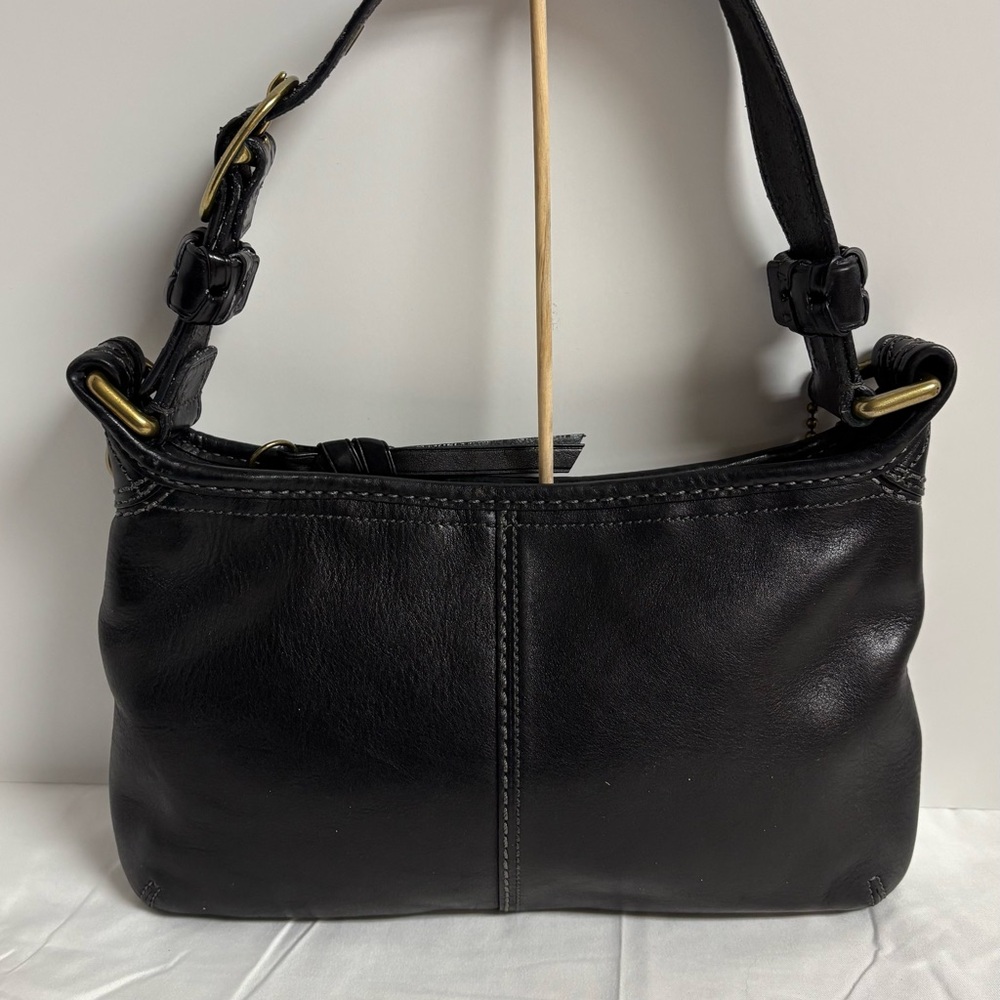 Vintage Coach black leather Bleeker style shoulder bag - Picture 2 of 10